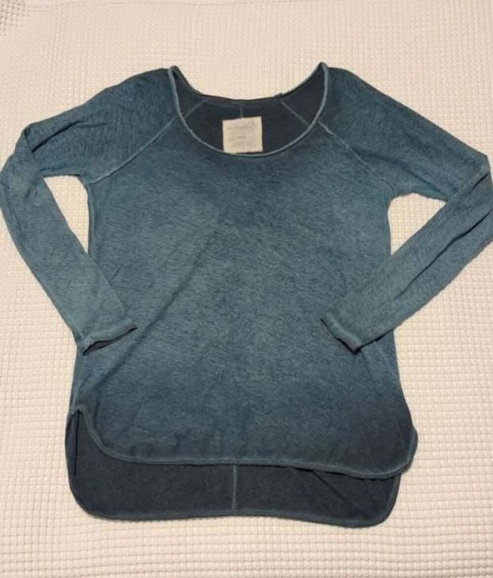 We The Free Free People Teal Long Sleeve Scoop Neck Top Size M